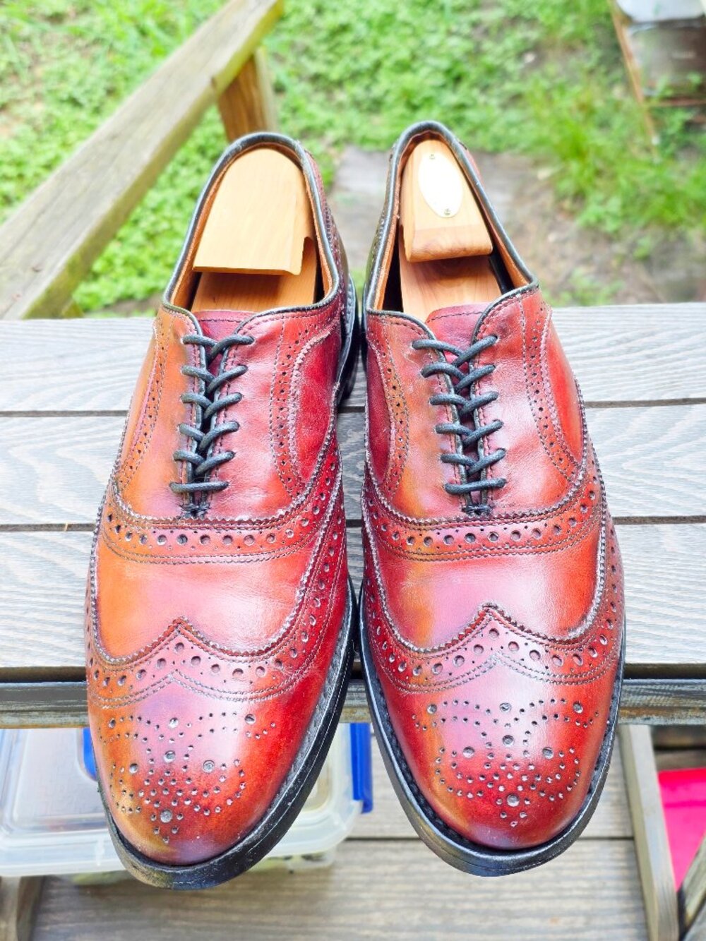 Allen Edmonds McAllister Brown 10-D Oxford Wingtip Mens Leather Dress Shoes